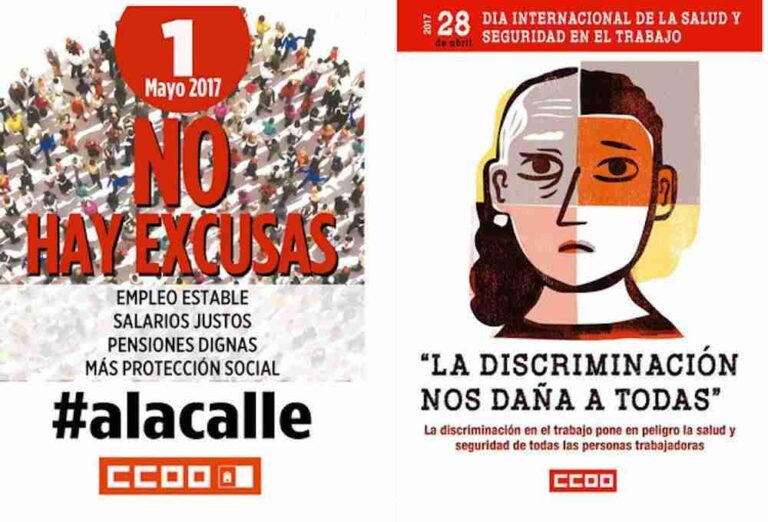 CCOO y UGT hacen un llamamiento a participar en las movilizaciones del 1º de Mayo y del 28 de Abril