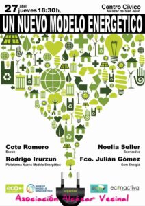Celebrada la charla "Un nuevo modelo energético", organizada por la Asociación Alcázar Vecinal 1