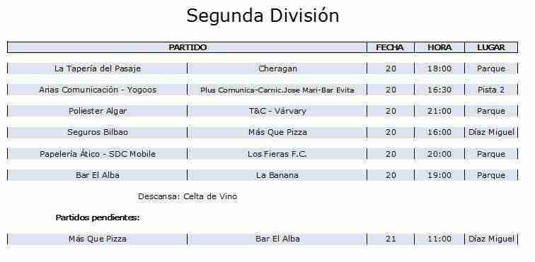 Disponibles los horarios de distintas competiciones deportivas 2