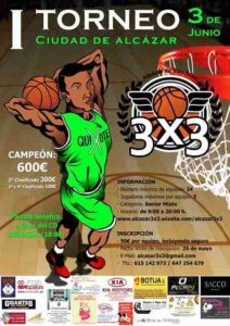 El I Torneo de baloncesto 3x3 Ciudad de Alcázar, será el 3 de junio 1