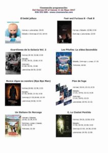 Cartelera para la semana del viernes 5 al jueves 11 de mayo 1