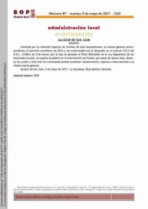 Exposición al público de la cuenta general correspondiente al ejercicio económico de 2016 1