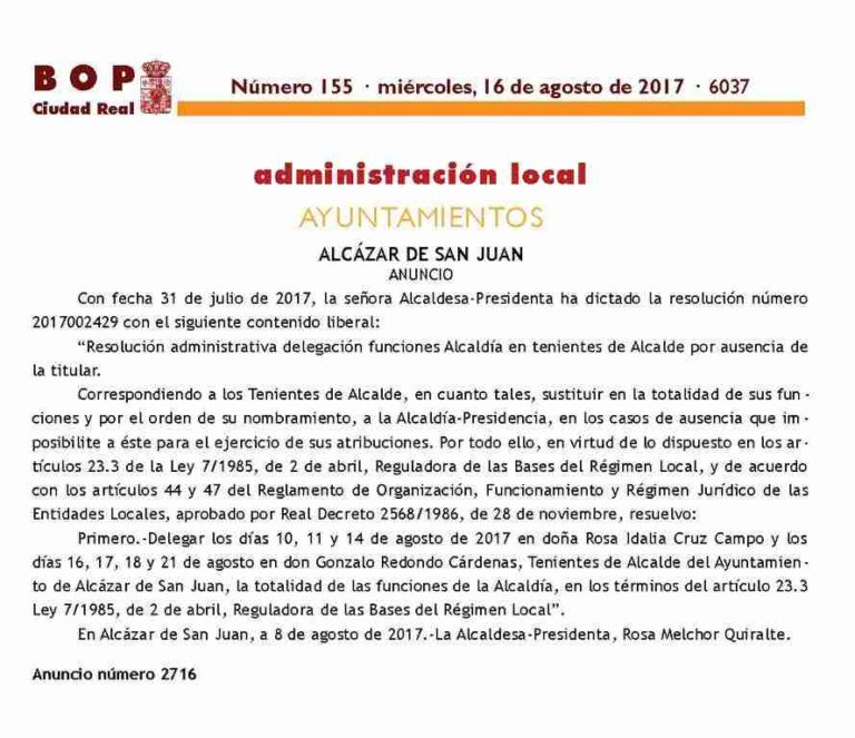 Delegación de funciones de la Alcaldía