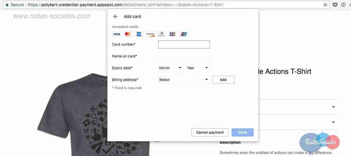 Google Chrome 61 lanza su pasarela de pagos integrada 1 Insertar tarjeta de crédito en Web Payments Chrome