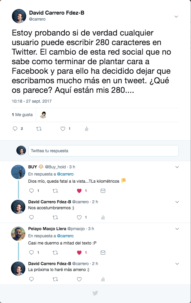 Twitter amplía a 280 caracteres, ¡convierte tu cuenta ahora! 2 280 caracteres twitter carrero.