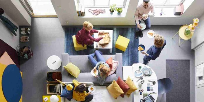 Vista superior Salón con diseño IKEA
