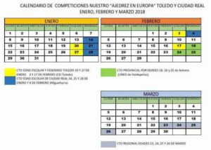 Calendario competiciones "Nuestro Ajedrez en Europa" 1