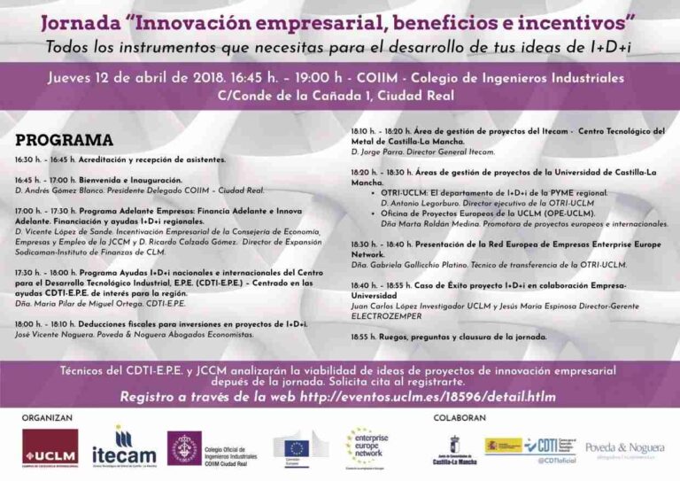 Jornada «Innovación Empresarial, beneficios e incentivos»