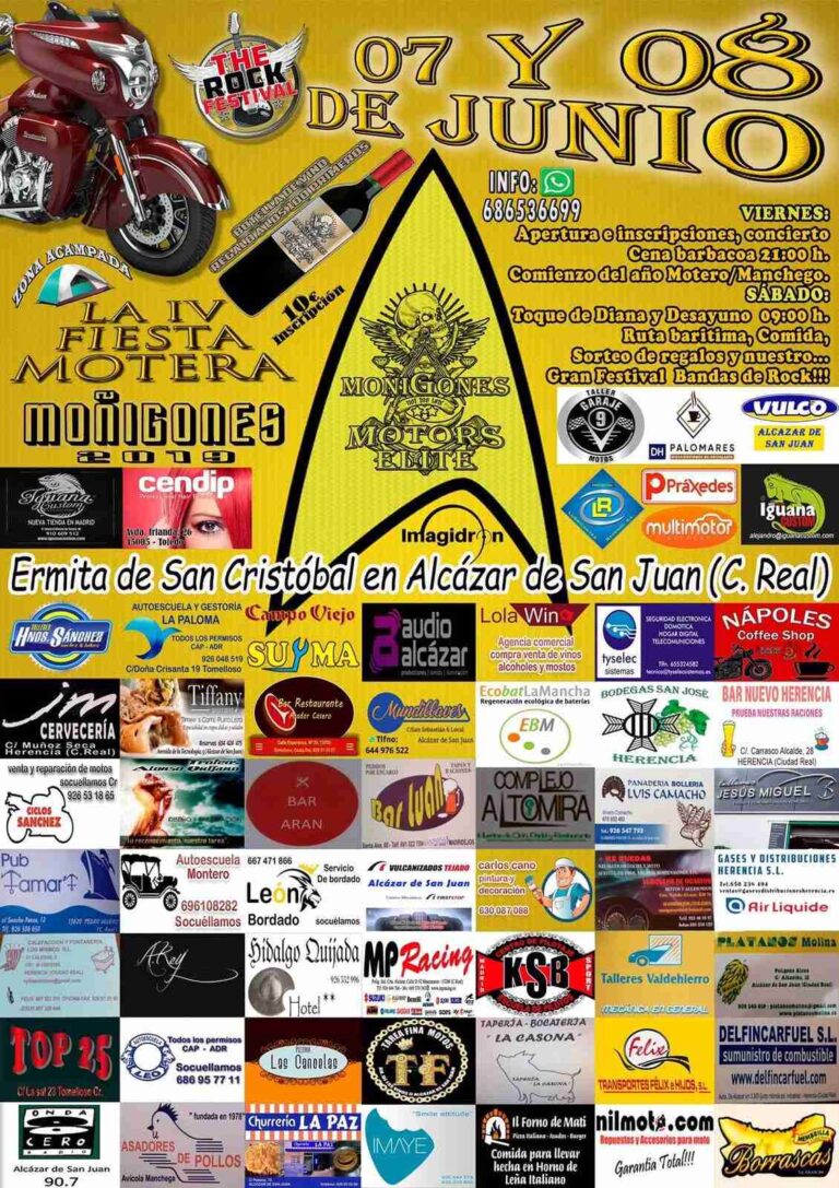 La Asociación de Motos alcazareña «Moñigones Motors Elite» ha organizado la IV Fiesta Motera en la Ermita de San Cristóbal