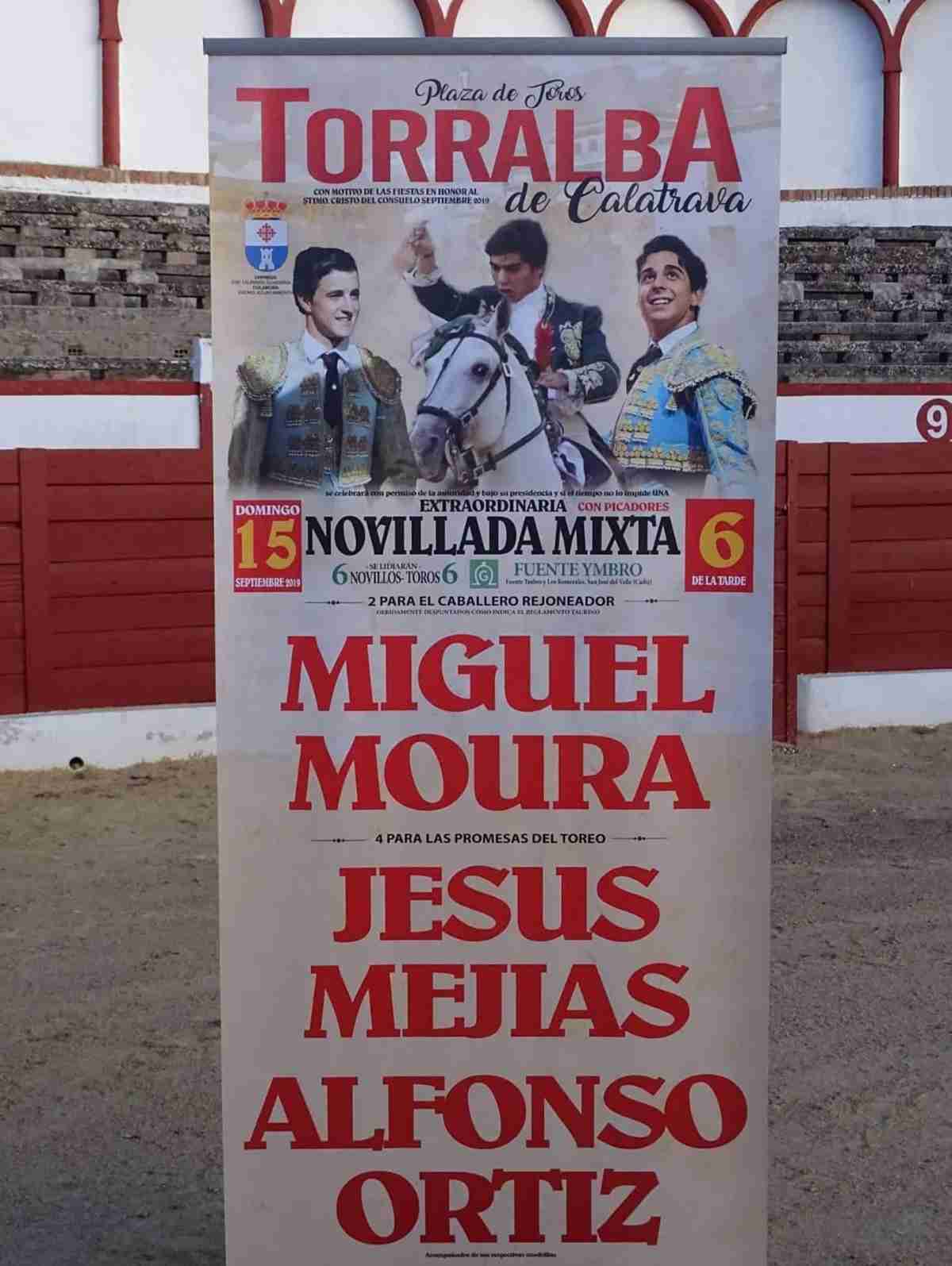 Los novilleros Jesús Mejías y Alfonso Ortiz y el rejoneador Miguel Moura estarán en el cartel taurino de Torralba de Calatrava 1