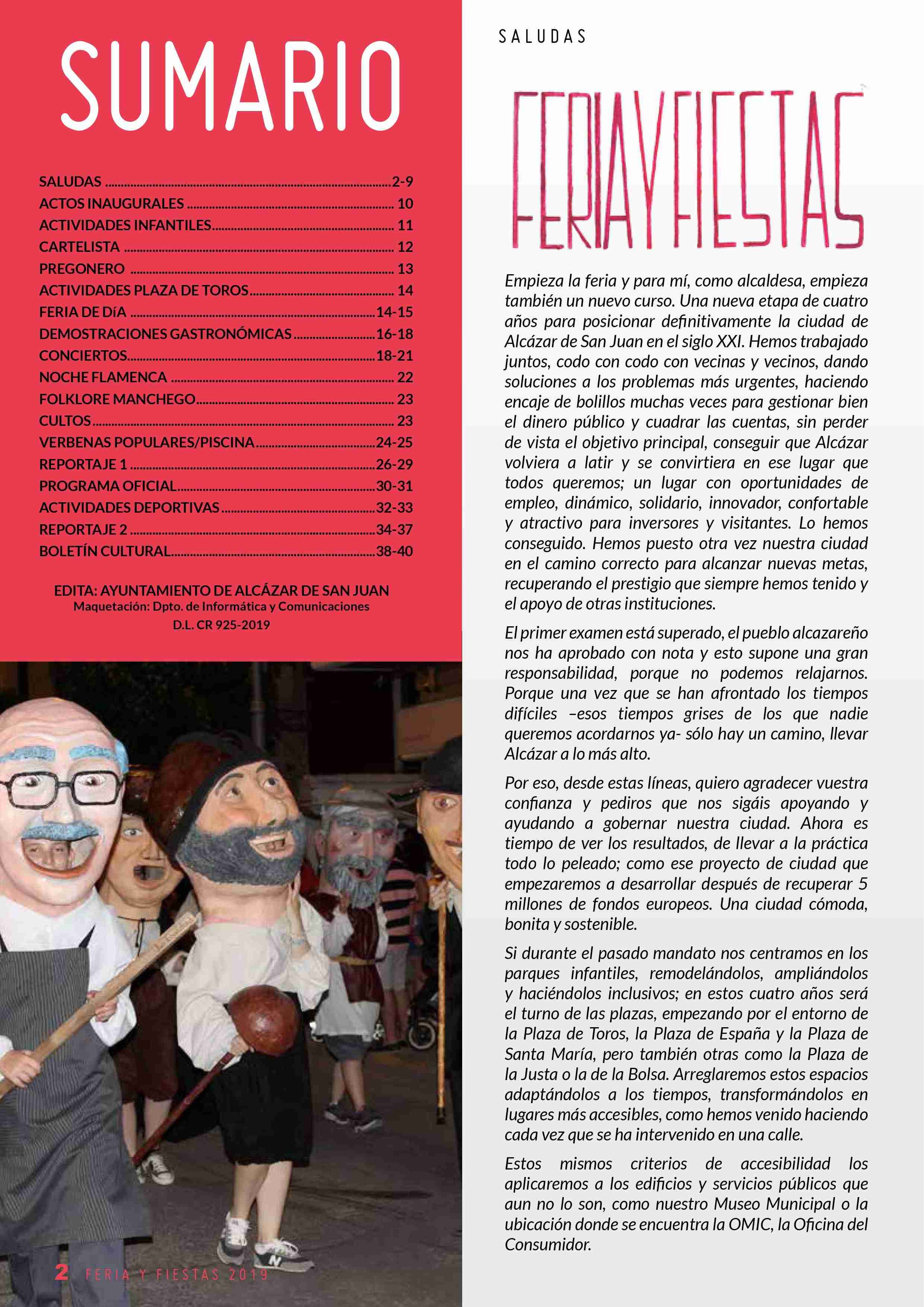 Libro de la programación de Feria y Fiestas 2019 de Alcázar de San Juan 2