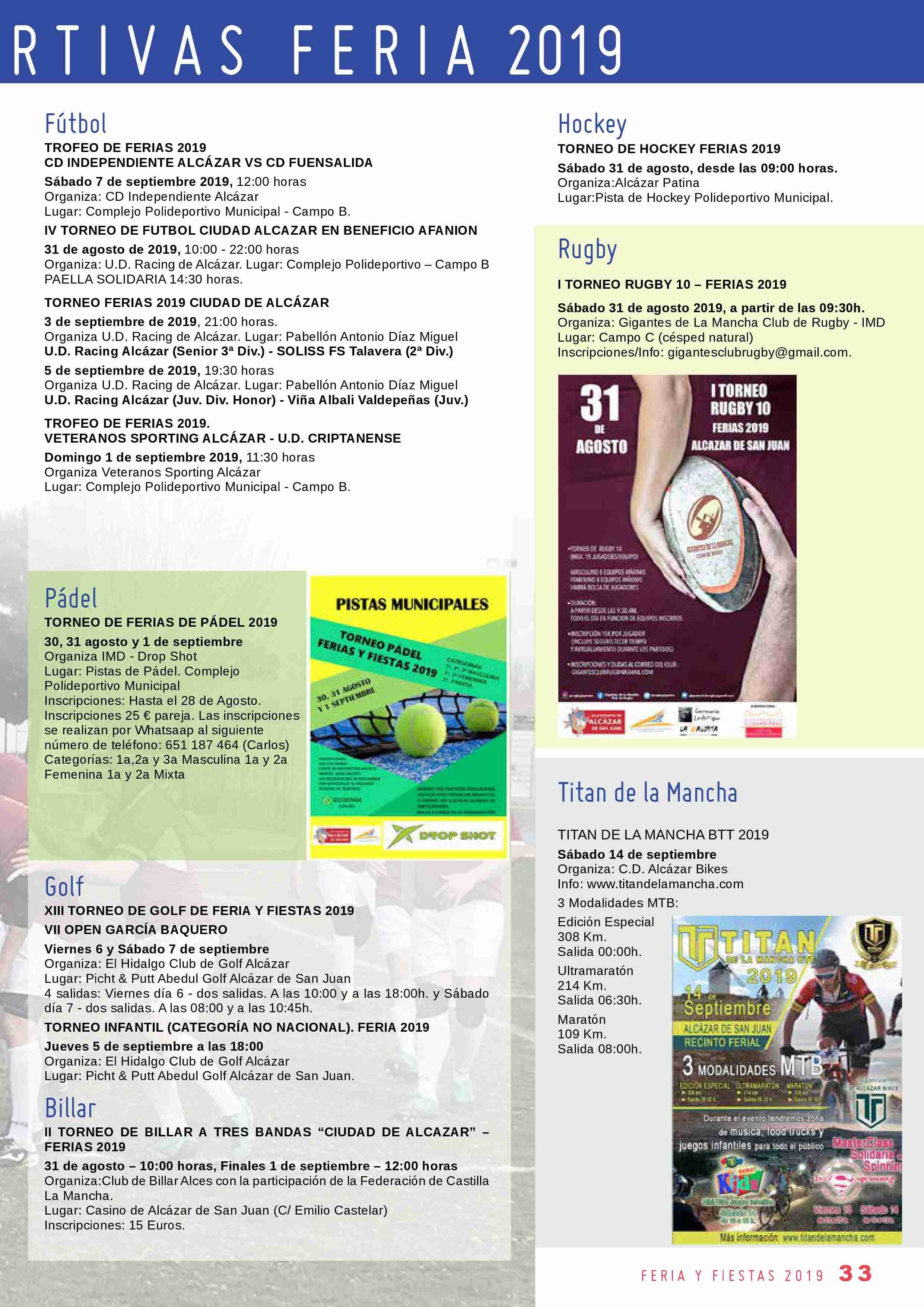 Libro de la programación de Feria y Fiestas 2019 de Alcázar de San Juan 33