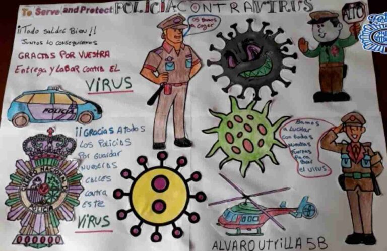 Los niños de Alcázar de San Juan envían un centenar de dibujos a la Policía Nacional sobre su labor frente al COVID-19