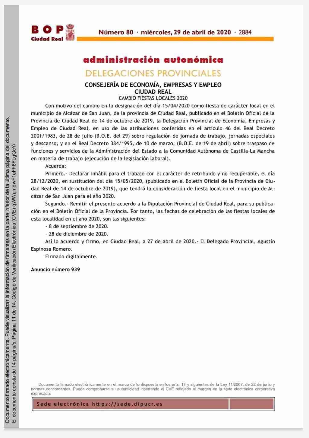 La fiesta local de San Isidro pasa a celebrarse el 28 de diciembre 1