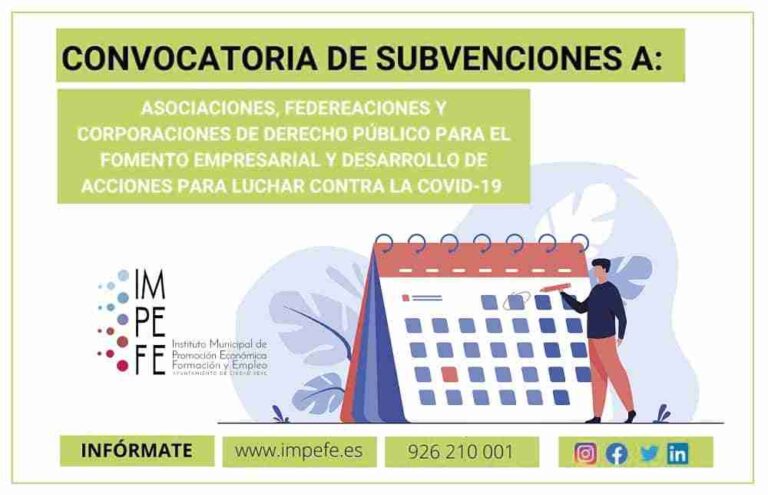 El IMPEFE abre la convocatoria de subvenciones para fomento empresarial y desarrollo de acciones contra la COVID-19