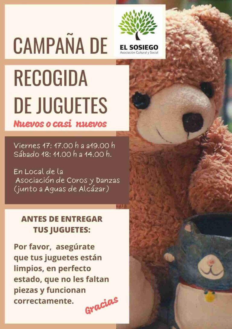 La Asociación Cultural y Social “El Sosiego”, sigue adelante con la tradicional campaña de recogida de juguetes