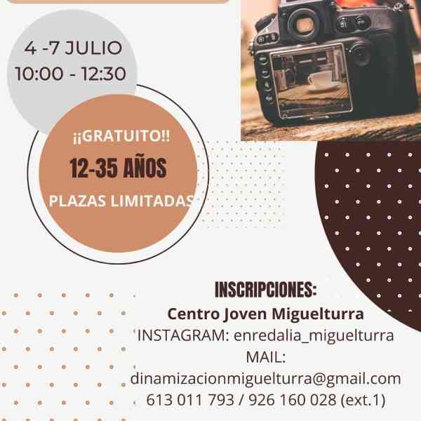 Curso gratuito de iniciación a la fotografía del 4 al 7 de julio en Miguelturra para jóvenes de 12 a 35 años