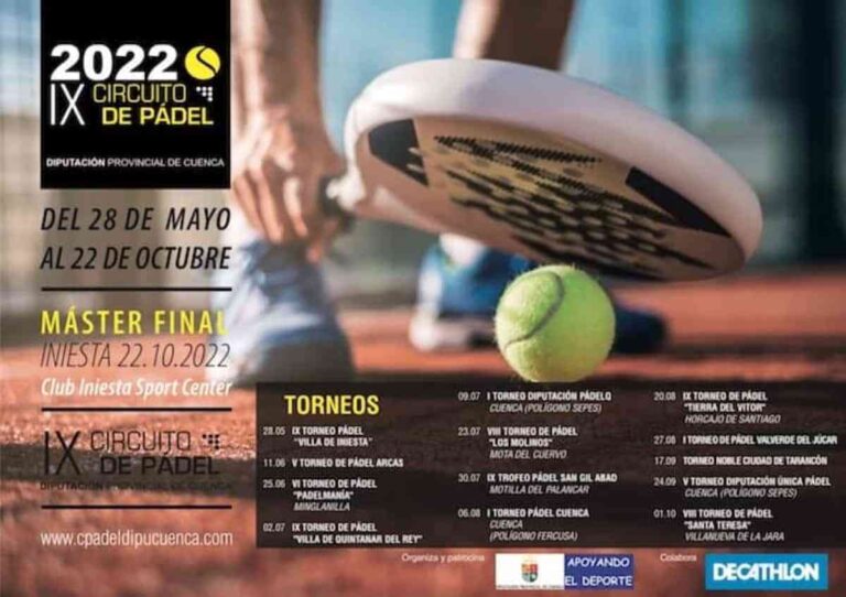 VIII Torneo de Pádel “Santa Teresa” el 1 de octubre en Villanueva de la Jara del IX Circuito de Pádel de la Diputación de Cuenca