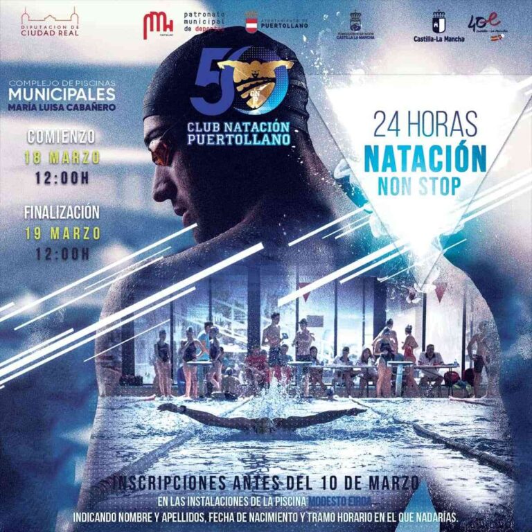 El 18 de marzo se celebra el II “24 horas NON STOP Nadando en Puertollano” a las 12 horas en la piscina María Luisa Cabañero