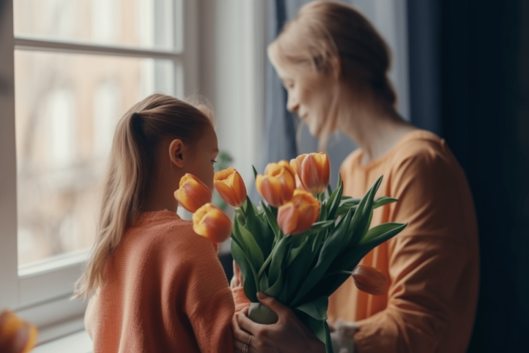 Fotos gratis para celebración del Día de la Madre con ramo de tulipanes