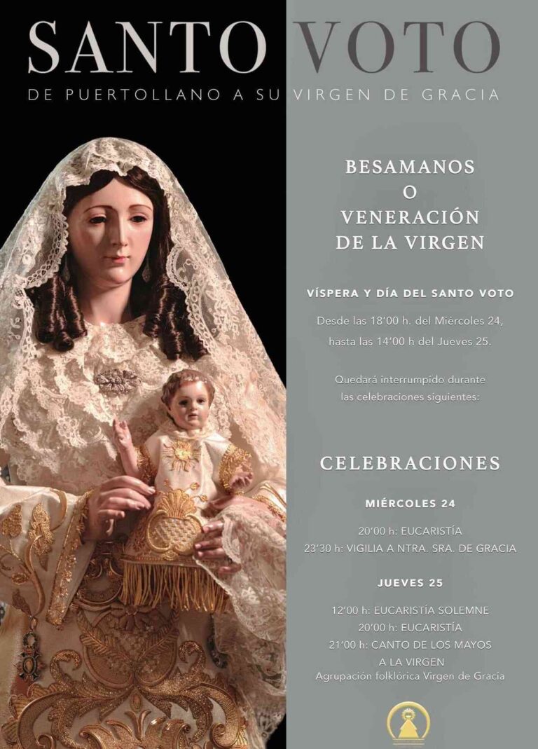 Con un besamanos a la Virgen de Gracia iniciará el 24 de mayo la celebración del Santo Voto en Puertollano