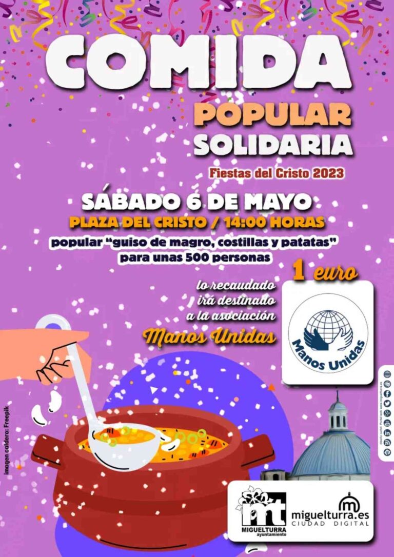 Gran comida popular solidaria “Santísimo Cristo” el 6 de mayo en la plaza del Cristo de Miguelturra a beneficio de Manos Unidas