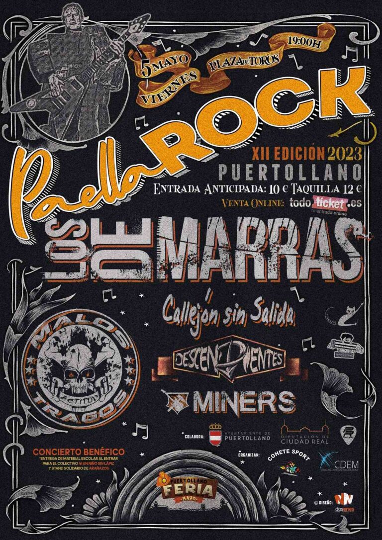 XII Paella Rock este 5 de mayo en la Plaza de Toros de Puertollano con los de Marras, Malos Tragos y otros grandes grupos
