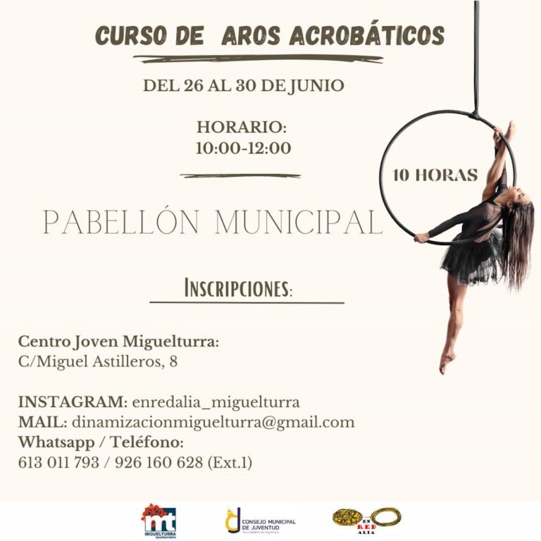 Curso de aros acrobáticos del 26 al 30 de junio en el Pabellón Municipal de Miguelturra