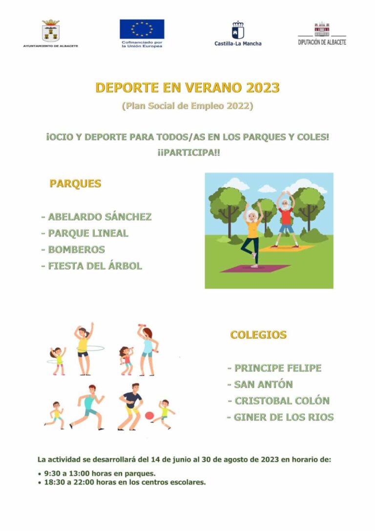 “Deporte en Verano” desde el 14 de junio hasta el 30 de agosto en 4 parques y 4 patios de colegios de Albacete ¡participa!