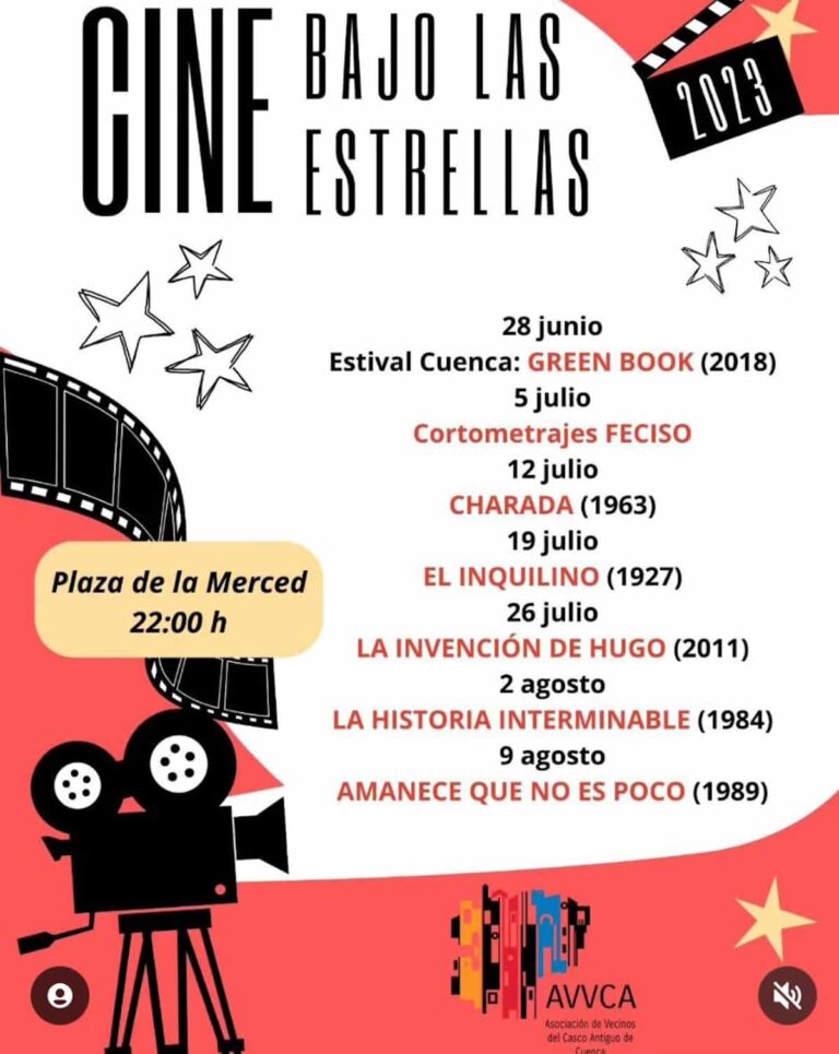 Programación de “Cine bajo las estrellas” en la Plaza de la Merced de Cuenca hasta el 9 de agosto de 2023