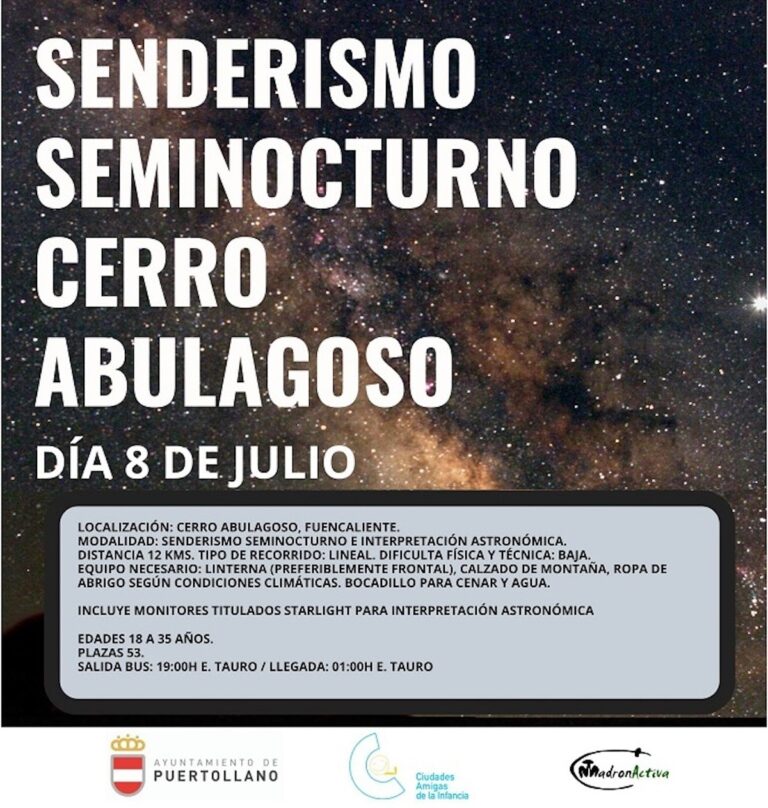 Ruta gratuita de senderismo semi nocturna en Puertollano el 8 de julio para jóvenes entre los 18 y los 35 años