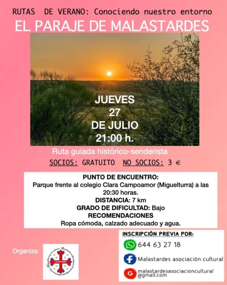 Aún puedes participar en la ruta senderista de «Malastardes» en Miguelturra de este jueves 27 de julio en horario de tarde noche