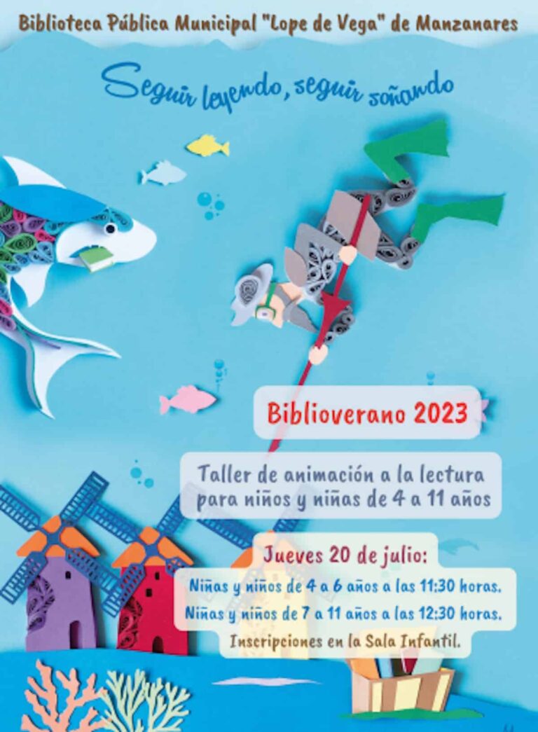 Taller de animación a la lectura para niños de 4 a 11 años el 20 de julio en la Biblioteca Lope de Vega de Manzanares