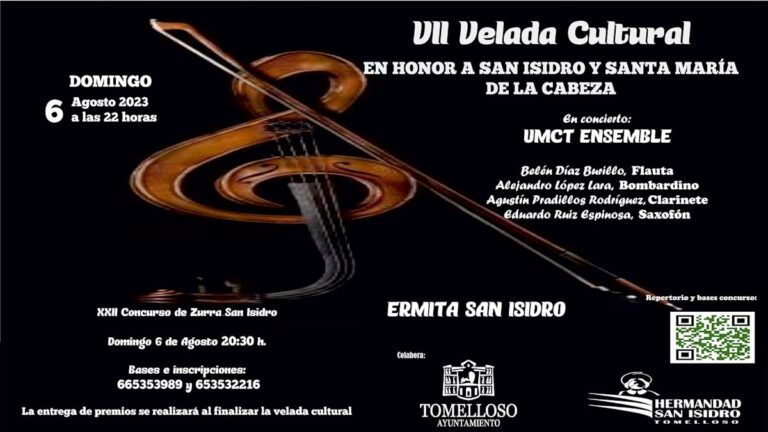 VII Velada Cultural en honor a San Isidro y Santa María de la Cabeza en Tomelloso el domingo 6 de agosto