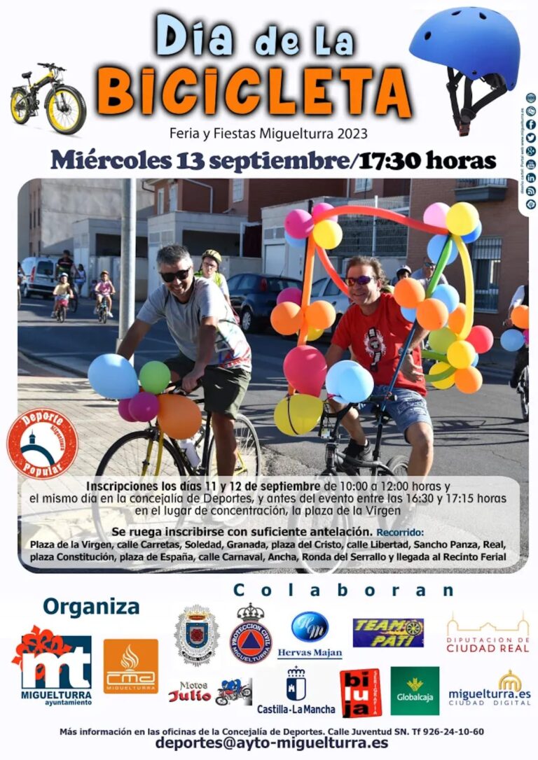 El Día de la Bicicleta se celebrará el 13 de septiembre a partir de las 17:30 horas en Miguelturra