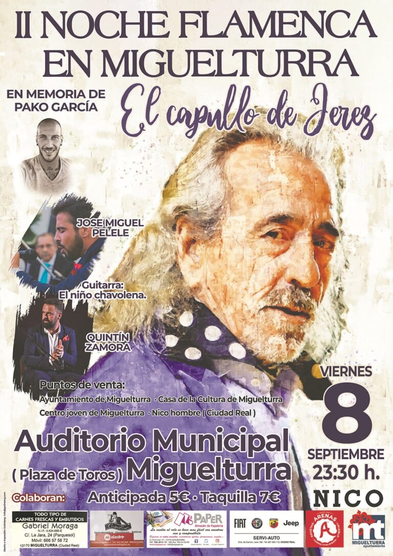 II Noche Flamenca en memoria de Pako García en el Auditorio Municipal de Miguelturra el 8 de septiembre ¡entradas ya a la venta!