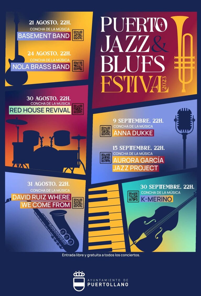 7 conciertos gratuitos en el Puerto Jazz@Blues Festival de  Puertollano del 21 de agosto al 30 de septiembre en la Concha de la Música
