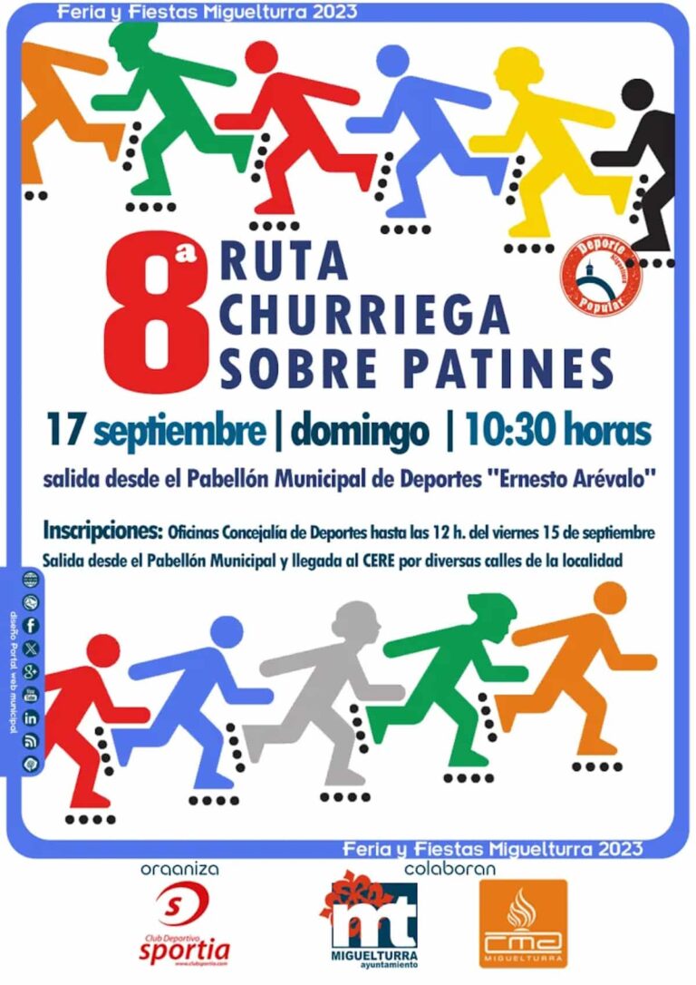 «Ruta churriega sobre patines» el domingo 17 de septiembre a partir de las 10:30 horas en Miguelturra ¡inscripción gratuita!