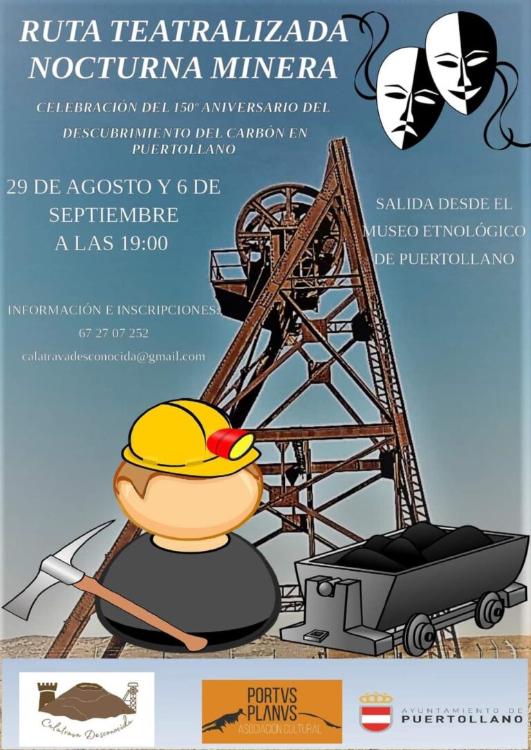 Ya puedes inscribirte en las rutas teatralizadas nocturnas de la minería gratuitas el 29 de agosto y el 6 de septiembre en Puertollano