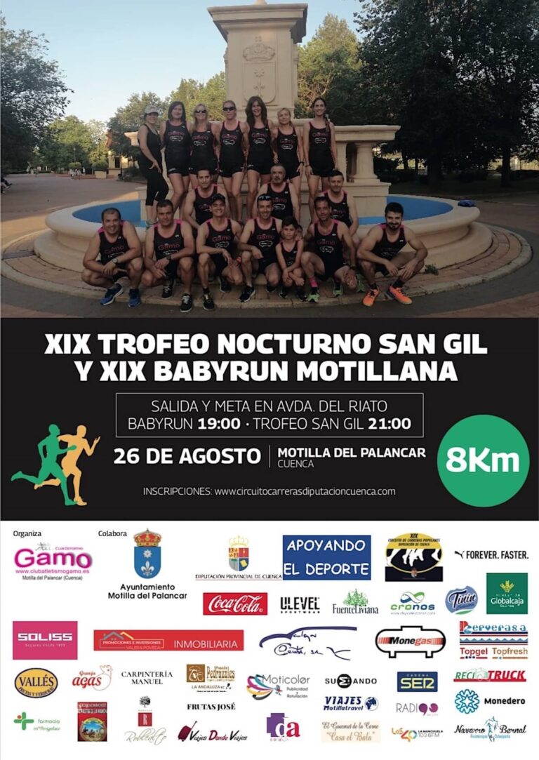 XIX Trofeo San Gil – XIX Babyrun Montillana el 26 de agosto en Motilla del Palancar (Cuenca)