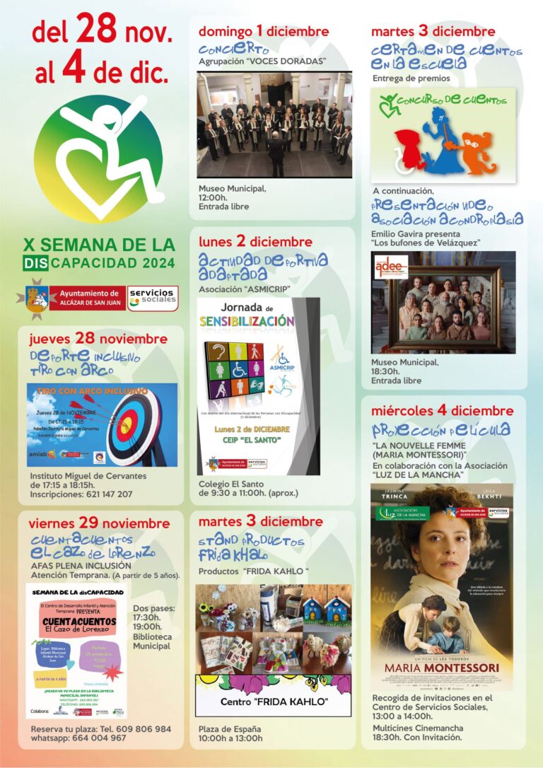 Alcázar de San Juan conmemora la Décima Semana de la Discapacidad con diversas actividades en el marco del Día Internacional de las Personas con Discapacidad
