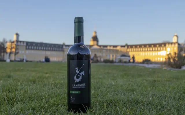 Túnel de cata con vinos DO La Mancha en la feria Eurovino de Karlsruhe, Alemania