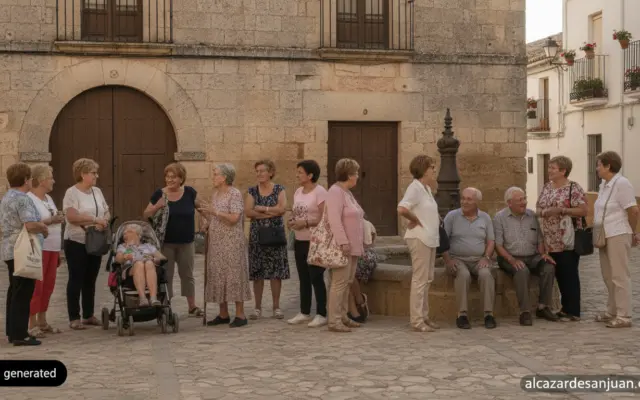 Photojournalistic realistic scene representing rural equality and community support programs in Spain: a small rural town ...