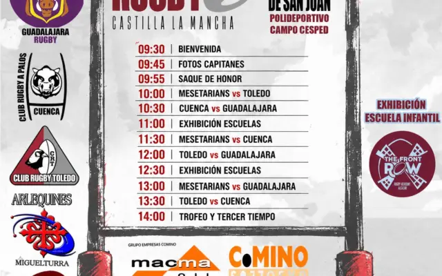 Cartel de la II Copa CLM de rugby organizada por Gigantes de la Mancha en Alcázar de San Juan