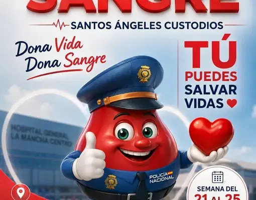 Cartel de la campaña de donación de sangre de la Policía Nacional en Alcázar de San Juan