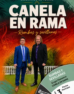Cartel del concierto de Canela en Rama en la Piscina Municipal de Alcázar de San Juan