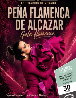 Cartel de la Gala Flamenca de la Peña Flamenca de Alcázar en la Plaza de Toros