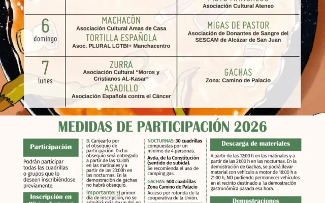Cartel de normas de las demostraciones gastronómicas de la Feria 2026 de Alcázar de San Juan