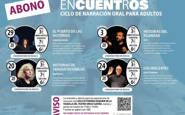 Cartel del abono para el ciclo de narración oral enCUENTrOS en Alcázar de San Juan