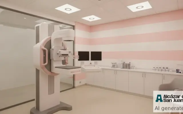 Sala de radiodiagnóstico con equipo de mamografía